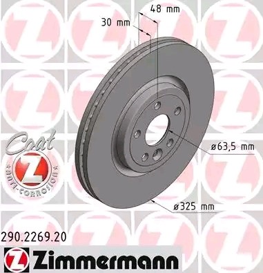 Original ZIMMERMANN Sport-Bremsscheiben 290.2269.20 für JAGUAR XE