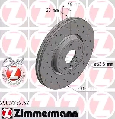 ZIMMERMANN SPORT COAT Z 290.2272.52 Brake disc T4N1799