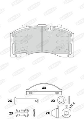 BERAL 2917130004245754 Brake pad set prepared for wear indicator, with accessories