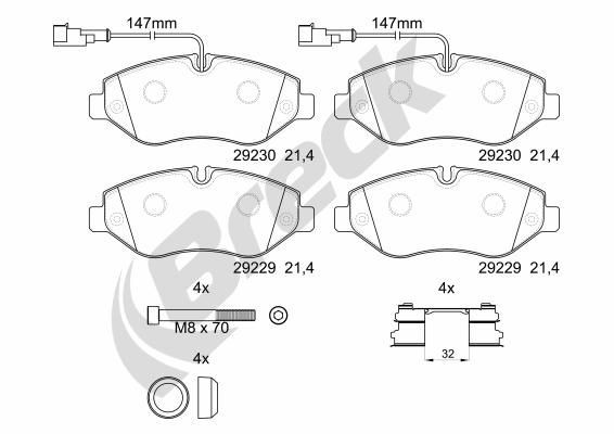 BRECK 29229 00 703 10 Brake pad set incl. wear warning contact, with integrated wear sensor, with accessories