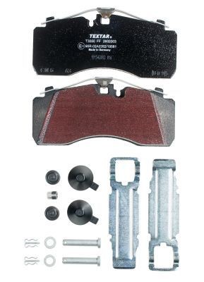 TEXTAR 2932003 Brake pad set prepared for wear indicator, with accessories
