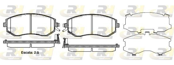 ROADHOUSE 2951.04 Brake pad set Front Axle, with acoustic wear warning, with adhesive film, with accessories