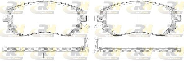 ROADHOUSE 2951.14 Brake pad set Front Axle, with acoustic wear warning, with adhesive film, with spring, with accessories