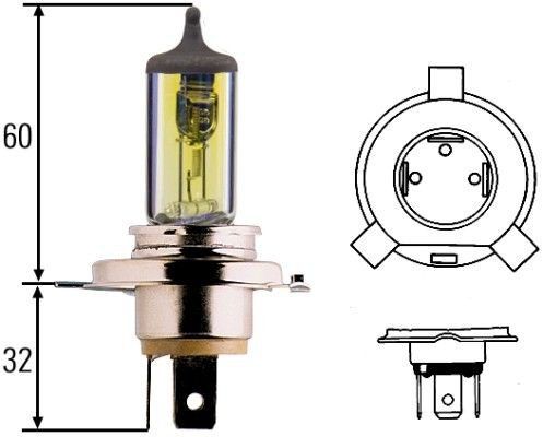 HELLA 8GJ 002 525-341 Bulb, spotlight H4 12V 60/55W P43t-38, Halogen, SAE approved, ECE approved