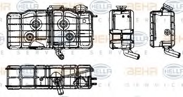 HELLA Capacity: 10,6l, with overflow pipe, with cap, HELLA BLACK MAGIC Expansion tank, coolant 8MA 376 705-171 buy