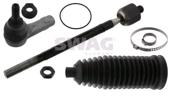 30 94 9047 SWAG Tie rod end AUDI Front Axle Left, with nuts, with clamps, with steering bellow