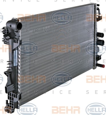 HELLA 8MK376719-741 Engine radiator for vehicles with/without air conditioning, 680 x 405 x 26 mm, HELLA BLACK MAGIC, with screw, Manual Transmission, Mechanically jointed cooling fins