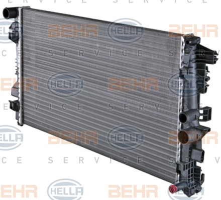 8MK376719-741 Radiator 8MK 376 719-741 HELLA for vehicles with/without air conditioning, 680 x 405 x 26 mm, HELLA BLACK MAGIC, with screw, Manual Transmission, Mechanically jointed cooling fins