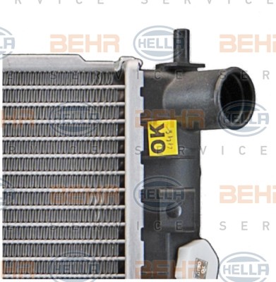 HELLA 8MK376720-641 Engine radiator for vehicles with air conditioning, 607 x 366 x 29 mm, Automatic Transmission, Brazed cooling fins