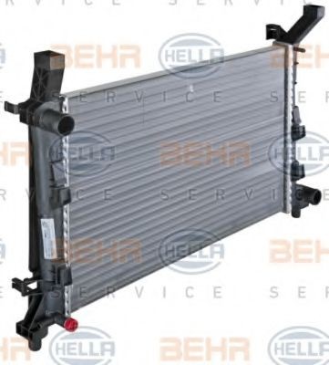 HELLA 8MK 376 721-021 Engine radiator for vehicles with/without air conditioning, 600 x 375 x 26 mm, HELLA BLACK MAGIC, Manual Transmission, Mechanically jointed cooling fins