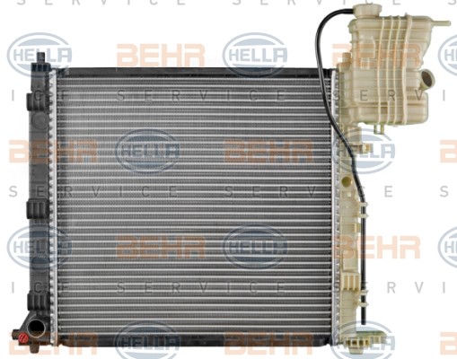 HELLA 8MK 376 721-381 Engine radiator for vehicles without air conditioning, 555 x 569 x 26 mm, HELLA BLACK MAGIC, Manual Transmission, Mechanically jointed cooling fins