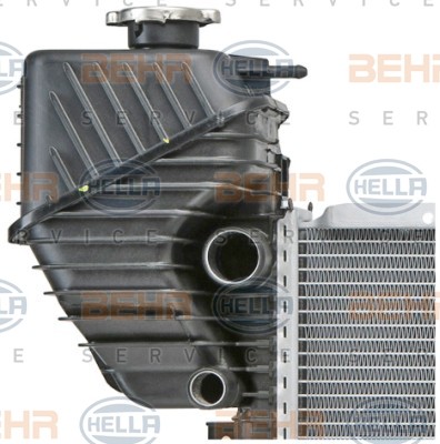 8MK376722-001 Radiator 8MK 376 722-001 HELLA for vehicles with automatic climate control, 680 x 406 x 42 mm, HELLA BLACK MAGIC, Automatic Transmission, Brazed cooling fins