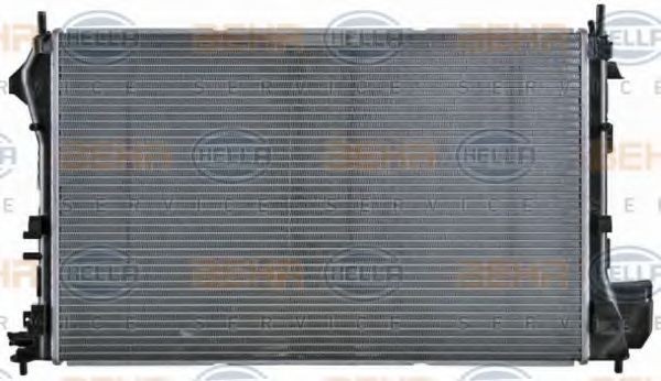 HELLA 8MK376726-751 Engine radiator for vehicles with air conditioning, 650 x 415 x 27 mm, Manual Transmission, Brazed cooling fins