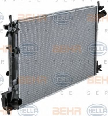 8MK376726-751 Radiator 8MK 376 726-751 HELLA for vehicles with air conditioning, 650 x 415 x 27 mm, Manual Transmission, Brazed cooling fins