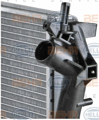 8MK376726-751 Radiator 8MK 376 726-751 HELLA for vehicles with air conditioning, 650 x 415 x 27 mm, Manual Transmission, Brazed cooling fins