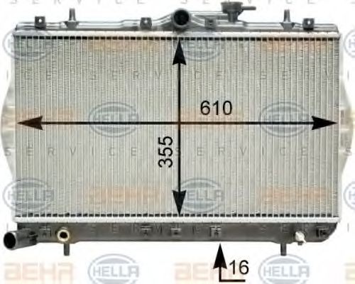 HELLA 8MK 376 762-041 Engine radiator for vehicles with/without air conditioning, 610 x 355 x 16 mm, HELLA BLACK MAGIC, Manual Transmission, Brazed cooling fins