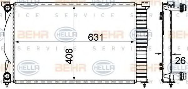 HELLA for vehicles with/without air conditioning, 631 x 408 x 26 mm, Manual Transmission Radiator 8MK 376 781-001 buy