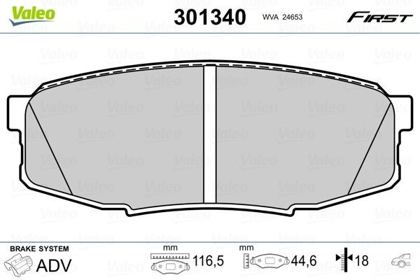 VALEO 301340 Brake pad set Rear Axle, excl. wear warning contact, without anti-squeak plate