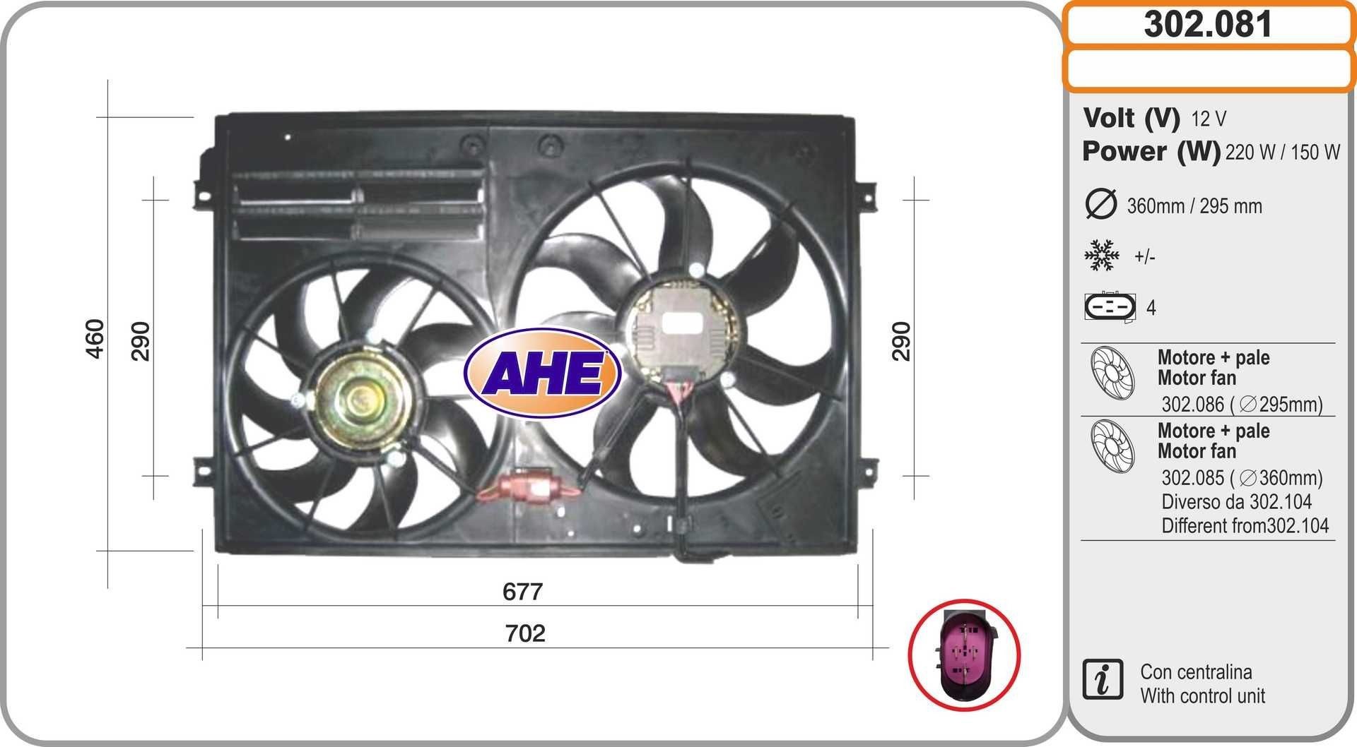 AHE 302.081 Fan, radiator 1K0 121 205J