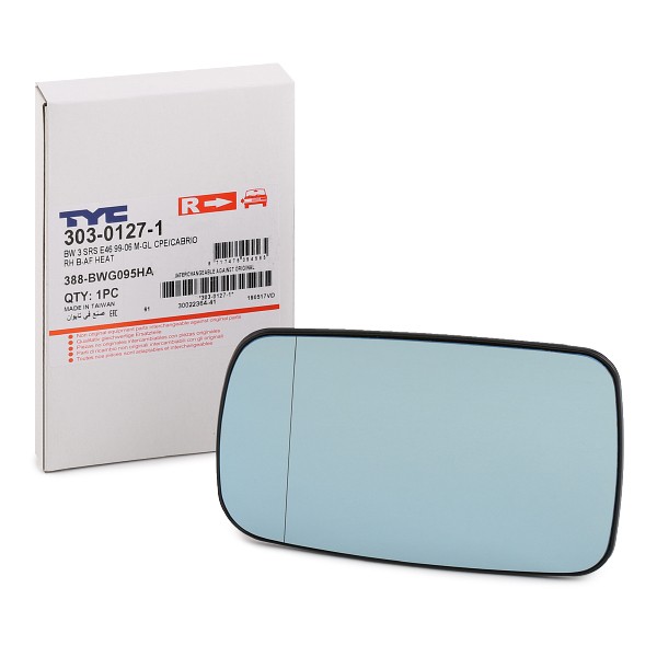 TYC Miroir De Rétroviseur BMW 303-0127-1 51168247132,8247132 Glace Retroviseur,Verre De Rétroviseur,Verre de rétroviseur, rétroviseur extérieur