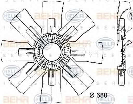 HELLA 680 mm, HELLA BLACK MAGIC Fan Wheel, engine cooling 8MV 376 733-121 buy
