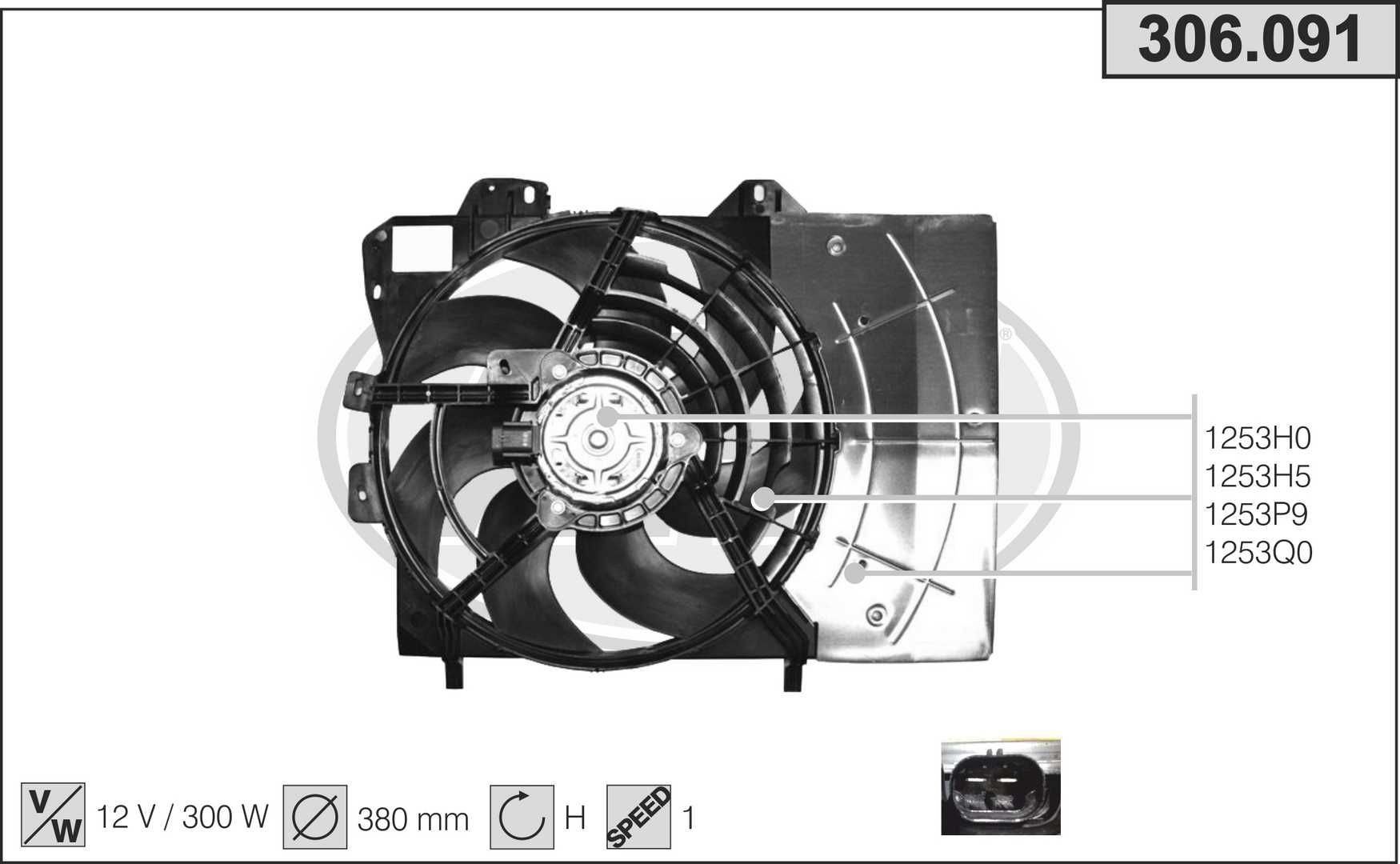 AHE 306.091 Fan, radiator 1253.P9