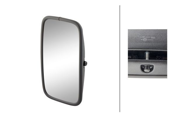 8SB003614-081 Side view mirror E1 14099 HELLA without fastening material, both sides, black, Heatable, 12V