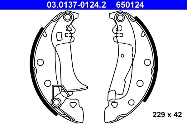 Original ATE 650124 Drum brake pads 03.0137-0124.2 for RENAULT 18