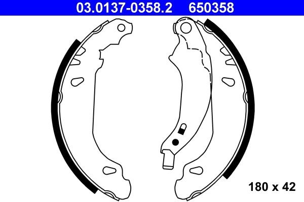 Original ATE 650358 Drum brake shoe support pads 03.0137-0358.2 for DACIA LODGY