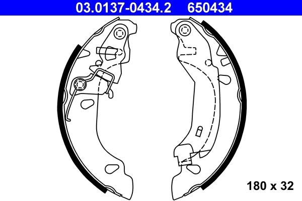 Fiat TEMPRA Drum brake shoe support pads 953715 ATE 03.0137-0434.2 online buy