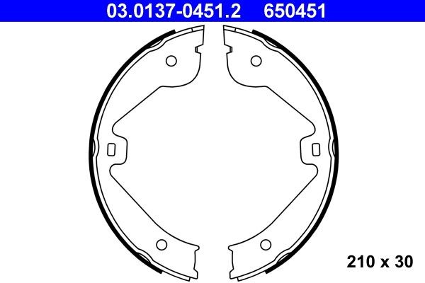 Original 03.0137-0451.2 ATE Handbrake brake pads RENAULT