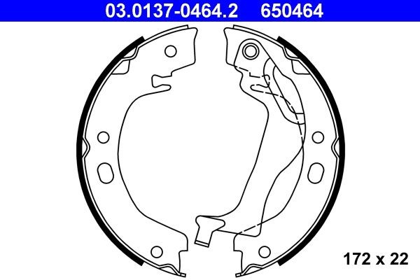 03.0137-0464.2 ATE Parking brake shoes TOYOTA with lever