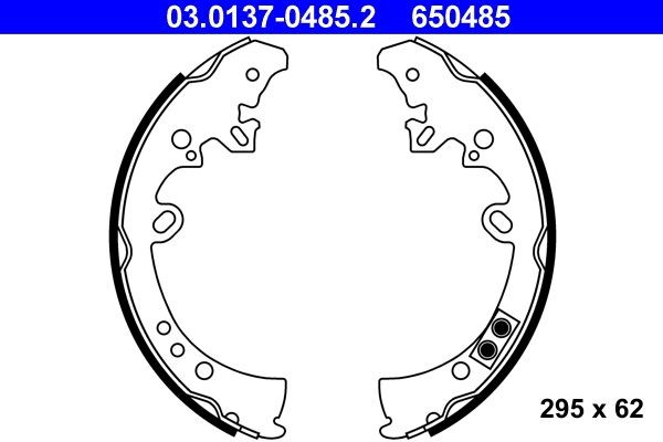 ATE 03.0137-0485.2 Brake Shoe Set 295 x 62 mm, without lever