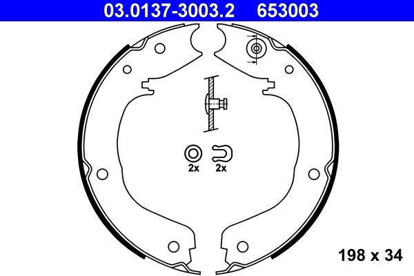 ATE 03.0137-3003.2 Handbrake shoes without lever