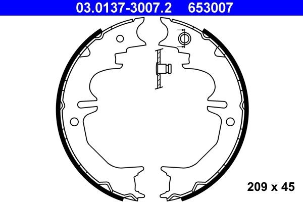 03.0137-3007.2 ATE Parking brake shoes TOYOTA without lever