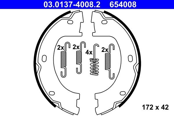 ATE 03.0137-4008.2 Handbrake shoes without lever, with accessories