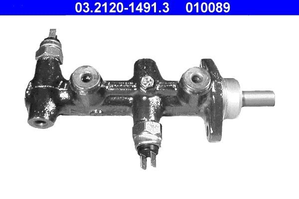 ATE 03.2120-1491.3 Brake master cylinder Number of connectors: 4, Ø: 20,6 mm, with alarm, M10x1