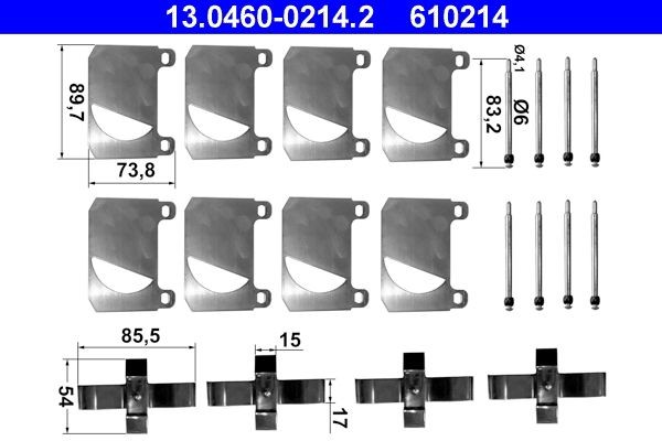 Original 13.0460-0214.2 ATE Brake pad accessory kit MERCEDES-BENZ