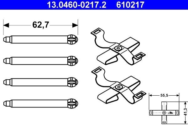 Original ATE 610217 Rear brake pad fitting kit 13.0460-0217.2 for OPEL INSIGNIA