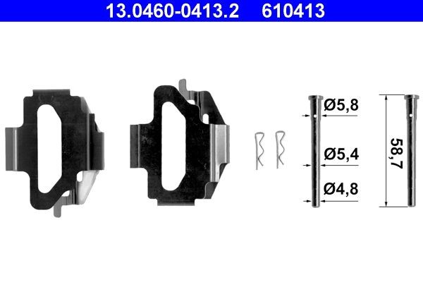 Ford TRANSIT Brake pad accessory kit 955338 ATE 13.0460-0413.2 online buy
