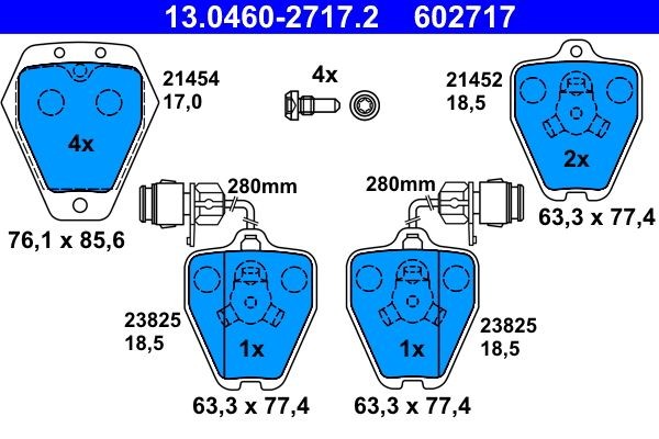 ATE Brake pad kit 13.0460-2717.2 for AUDI 100, A6, A8