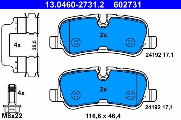 ATE Brake pad kit 13.0460-2731.2 for LAND ROVER RANGE ROVER, DISCOVERY
