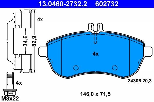 ATE Brake pad kit 13.0460-2732.2
