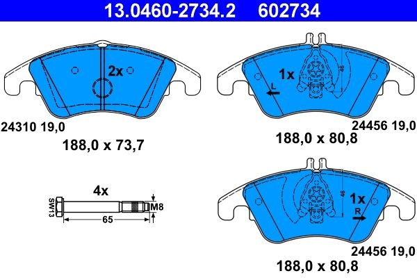 ATE Brake pad kit 13.0460-2734.2