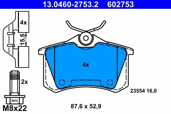 ATE Brake pad kit 13.0460-2753.2