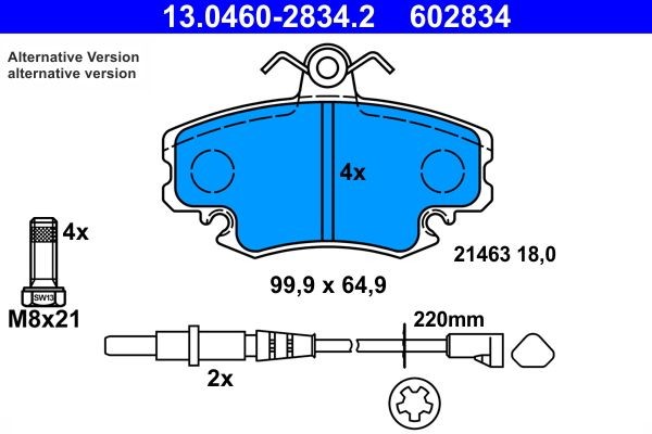ATE Brake pad set, disc brake 602834 buy online