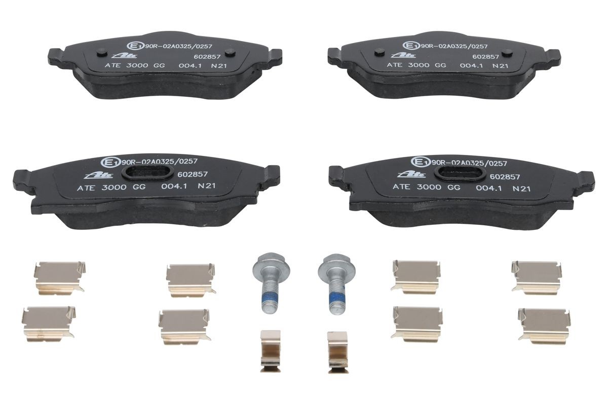 13.0460-2857.2 Set of brake pads 13.0460-2857.2 ATE with acoustic wear warning, with brake caliper screws, with accessories