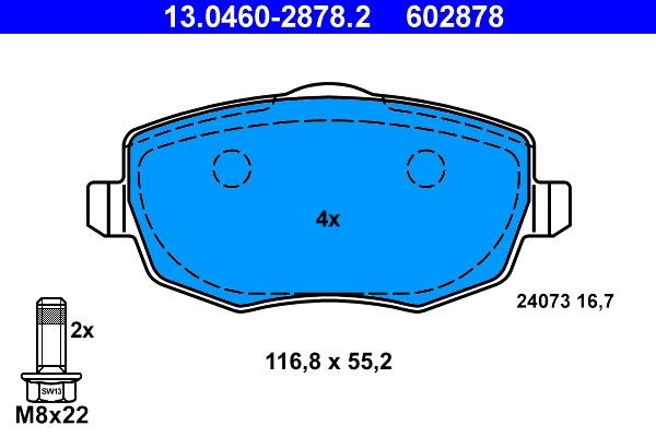 ATE Brake pad kit 13.0460-2878.2 for Lancia Ypsilon 843