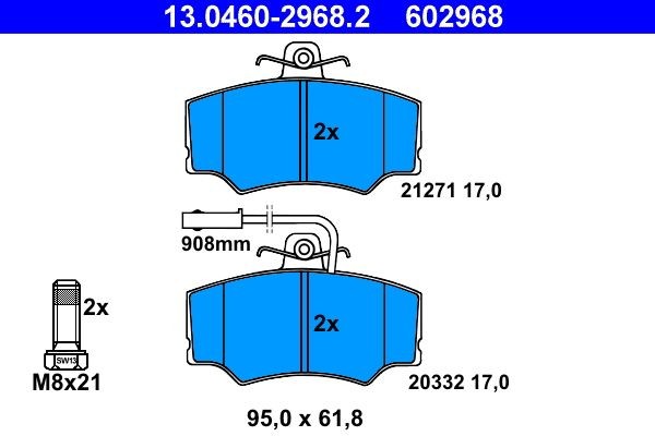 ATE Brake pad kit 13.0460-2968.2 for ALFA ROMEO 33