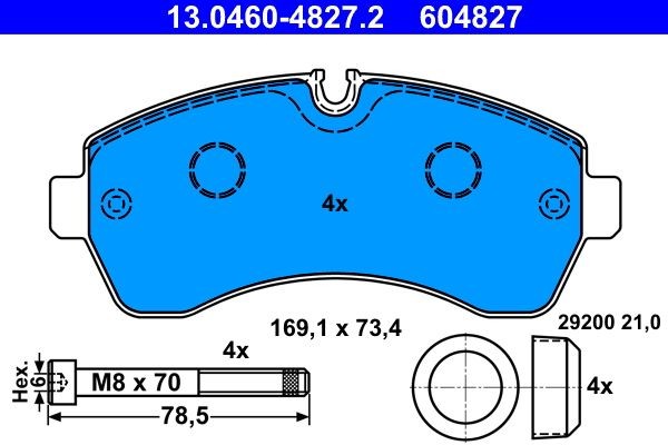 ATE Brake pad set, disc brake 604827 buy online